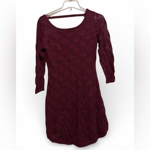 American Eagle Outfitters Burgundy Fit and Flare 3/4 sleeve Juniors Medium Dress